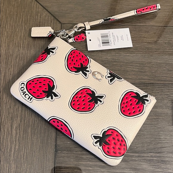 Coach Handbags - Coach Small Wristlet With Strawberry Print NWT CT892
